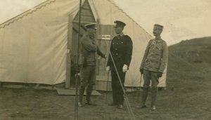 Capt. Cluny Macpherson, 2nd from left, in uniform of Asst. Commissioner, St. John Ambulance Brigade, at Pleasantville Camp, St. John’s, Oct. 1914. <span class="photo-credit">