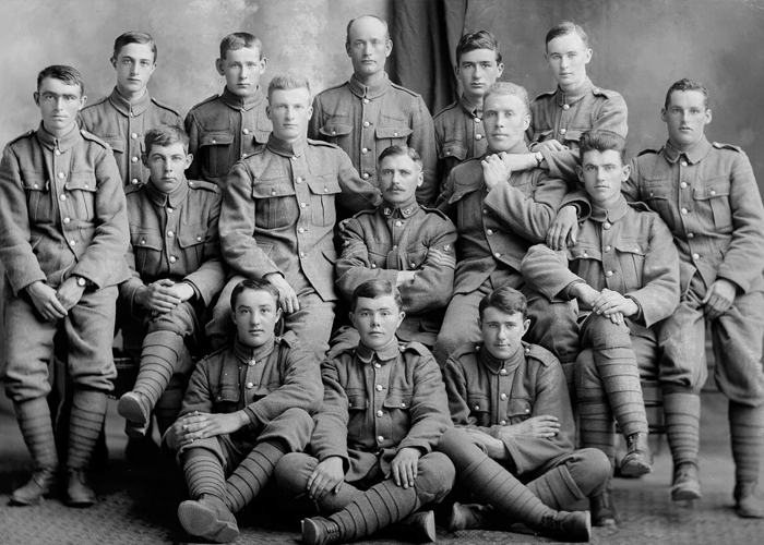 Studio photograph, members of the Newfoundland Regiment.  PHOTO: F 48-13, The Rooms Provincial Archives Division