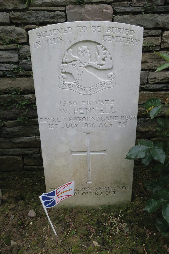 Pte. William Pennell’s gravestone in Y Ravine Cemetery, Newfoundland Memorial Park, Beaumont-Hamel, France.

PHOTO: Sophie Peckford