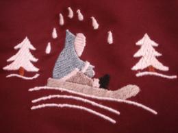 Bussey, Louise. Close-up of embroidery on a Grenfell coat made by Louise Bussey, St. Lunaire-Griquet