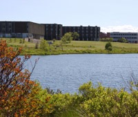 View of the north side of campus from long pond