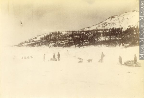 Dog teams Leaving Rigolet, Labrador, NL, 1898