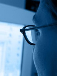 watching computer screen