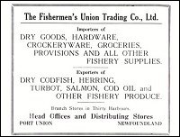 Advertisement for the Fishermen's Union Trading Company.