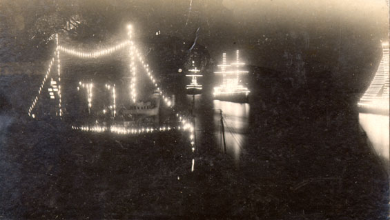 Coronation warships illuminated
