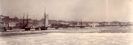 View of the north side of St. John's harbour in winter