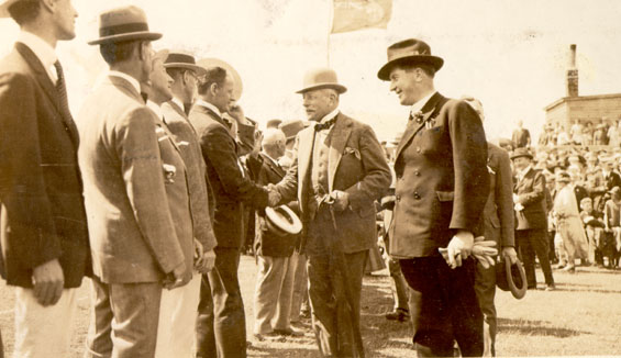 Sir Douglas Haig shaking hands with a man in a receiving line