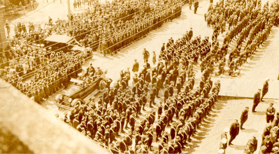 View of crowd standing at a ceremony, St. John's