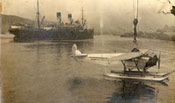 Unidentified vessel in St. John's harbour alongside a Nungesser search airplane