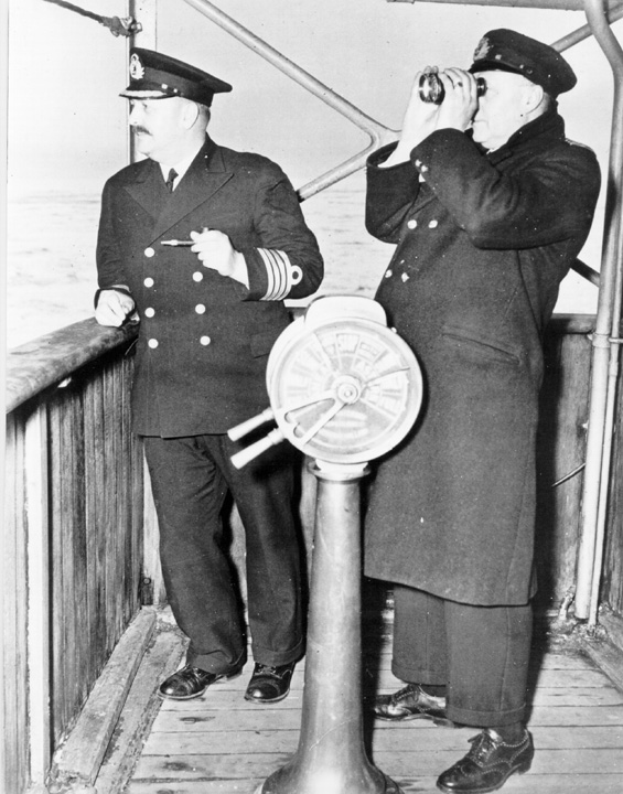 Captain Ben Tavener and another man on deck