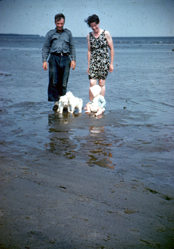 Russell Groves with his wife Barbara and their daughter Marjorie in North West River, Labrador