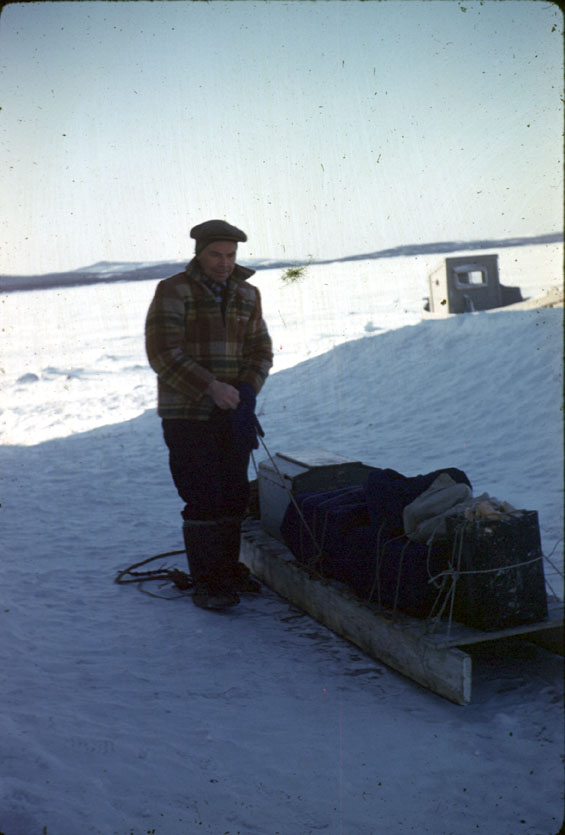 Bart Reeves with a sled full of mail at Cartwright, Labrador