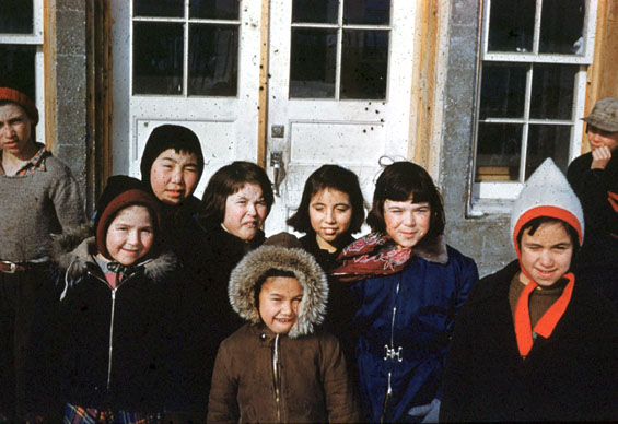 Young girls from the International Grenfell Association dormitory in North West River, Labrador