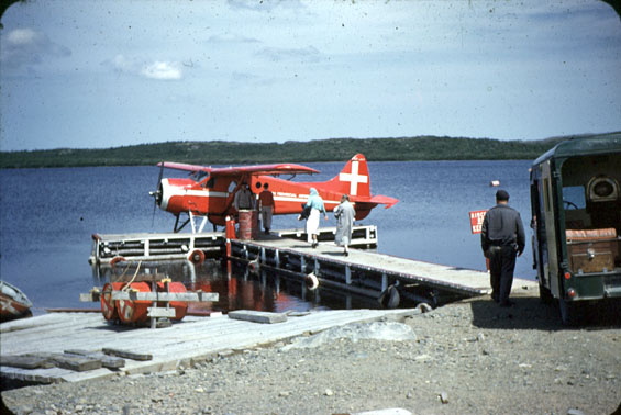 Eastern Provincial Airways air ambulance at Dunford's Pond, near St. Anthony, Newfoundland