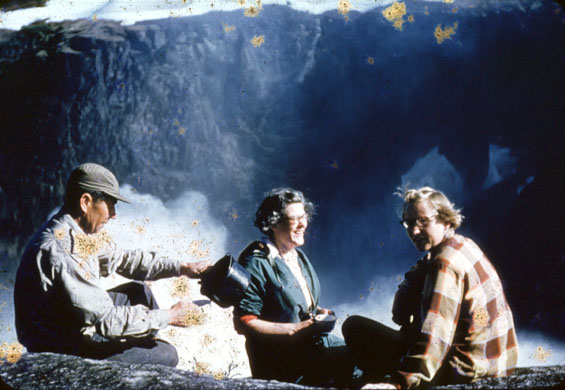Harold Baikie, Jean Smith and Myra Millar at Grand Falls, Labrador