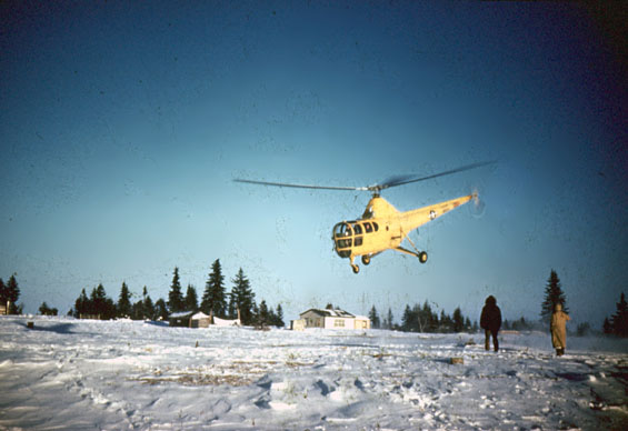 Helicopter landing in Labrador
