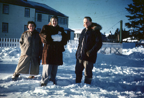 Jean Smith (L) and Dr. Tony Paddon with another woman in North West River, Labrador