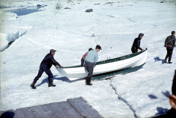 Small open boat used in the postal service returning to Cartwright, Labrador