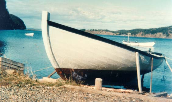 Frank Drake's motorboat hauled up on his slip at Haystack, Placentia Bay, Newfoundland