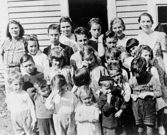 A group of school and pre-school children at Haystack, Placentia Bay, Newfoundland