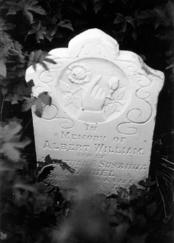 Headstone of Albert William Manuel at the cemetery in Exploits, Newfoundland