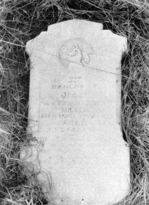 Headstone of Jacob Miller at the cemetery in Exploits, Newfoundland