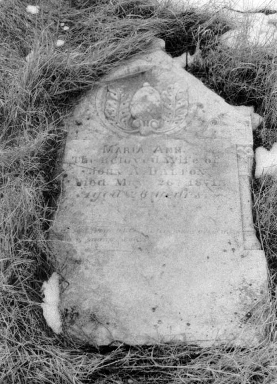 Headstone of Maria Ann Dalton at the cemetery in Exploits, Newfoundland