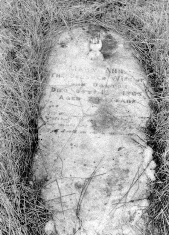 Headstone of Mary Ann Dalton at the cemetery in Exploits, Newfoundland