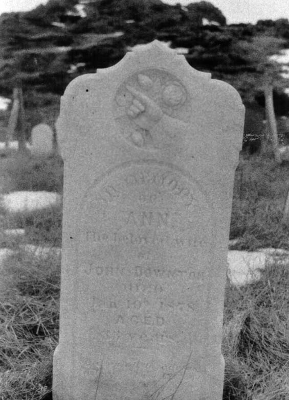 Headstone of Ann Downton at the cemetery in Exploits, Newfoundland