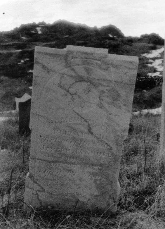 Headstone of Elizabeth Manuel at the cemetery in Exploits, Newfoundland