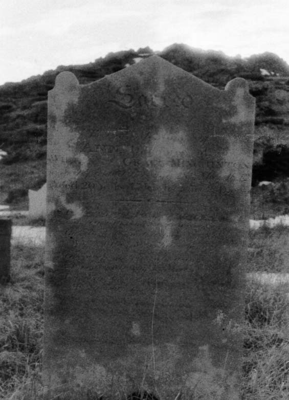 Headstone of Ann Minchington at the cemetery in Exploits, Newfoundland