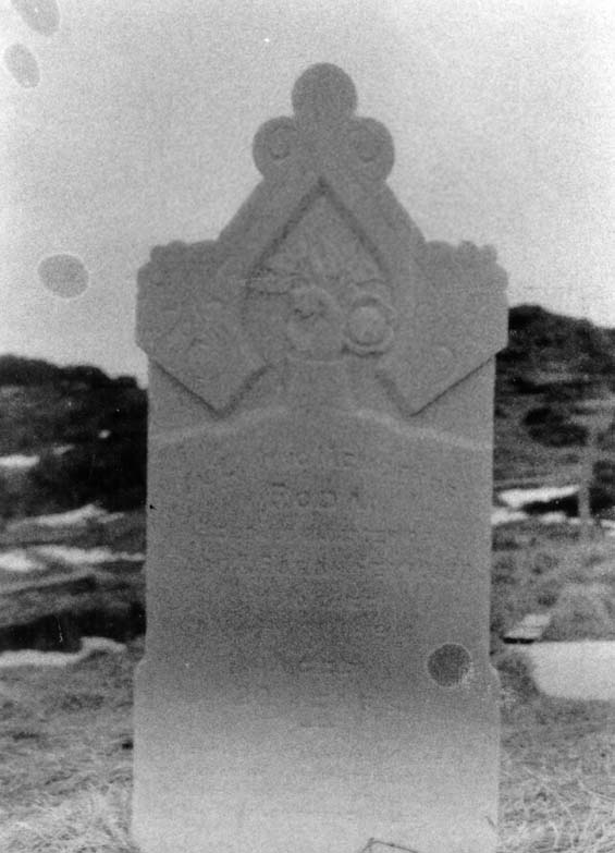 Faded headstone of Roda Seymour at the cemetery in Exploits, Newfoundland