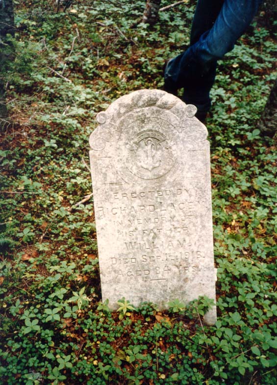 Headstone of William Lacey at the cemetery in Exploits