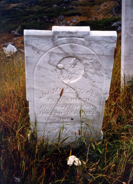 Headstone of Elizabeth Manuel at the cemetery in Exploits