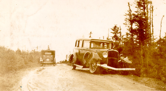 H.B. Clyde Lake's automobile damaged in an accident