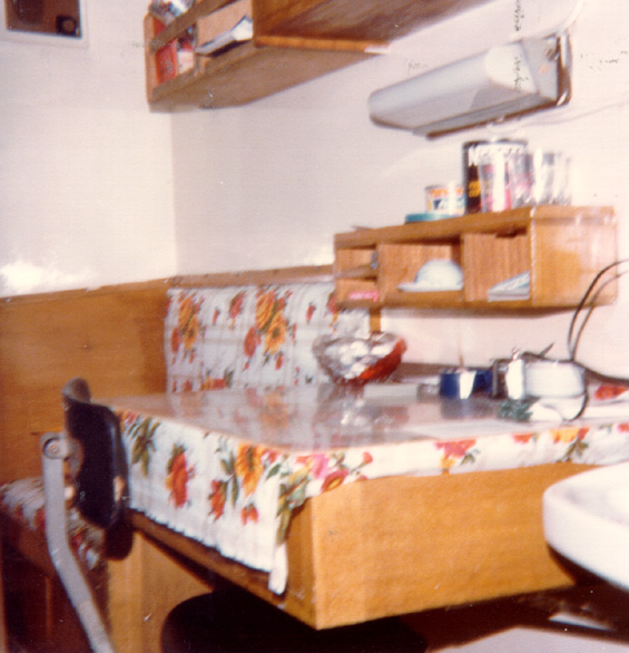 Inside the galley area of the 