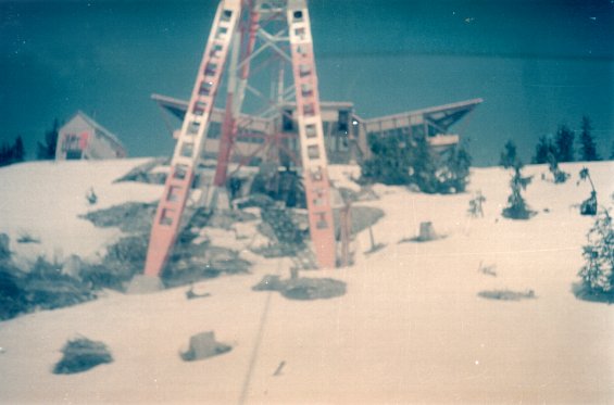 View of a ski lodge, possibly at Grouse Mountain, North Vancouver