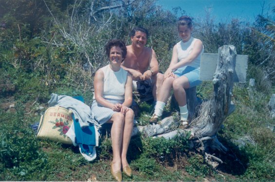 Robin Lake, Harold L. Lake, and their daughter during a vacation in St. George, Bermuda