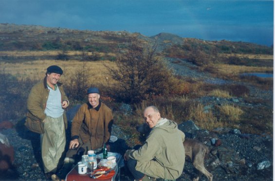 Harold L. Lake (left) with other men on a hunting/camping trip