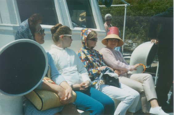 Harold L. Lake's wife, Robin (left), with her daughters and another girl (second from right) on a boat in St. George, Bermuda during a vacation