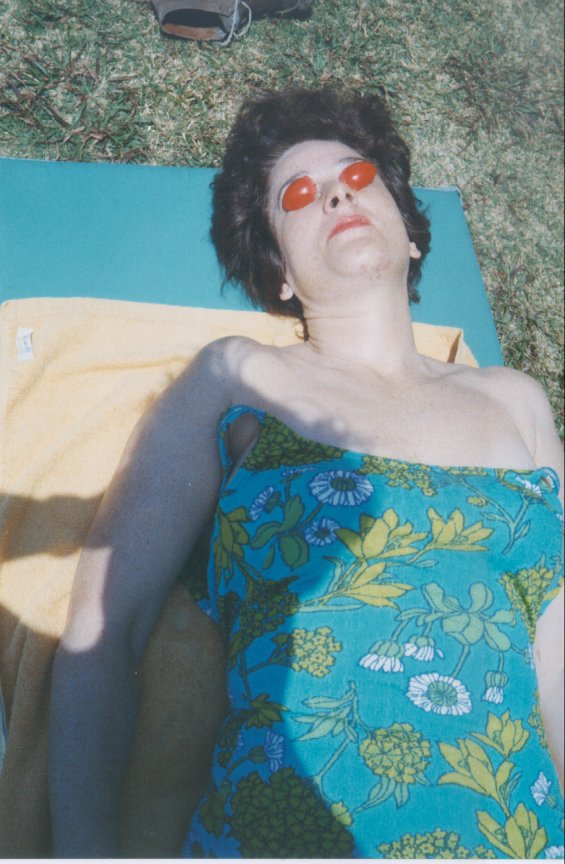 Harold L. Lake's wife, Robin, lying in the sun in St. George, Bermuda, during a vacation