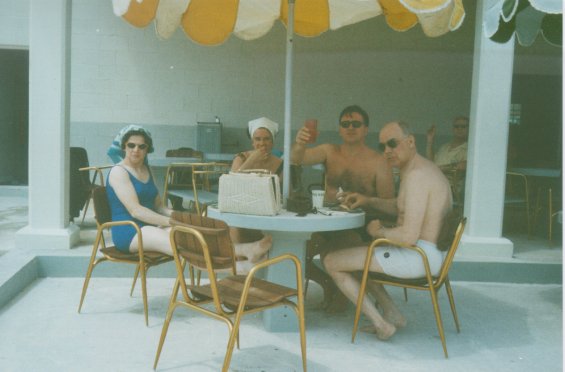 Harold L. Lake's wife, Robin (second from left), sitting with some friends in St. George, Bermuda, during a vacation