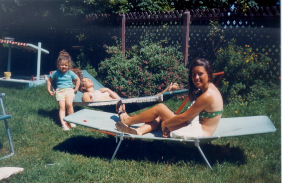 Harold L. Lake's daughters sunbathing