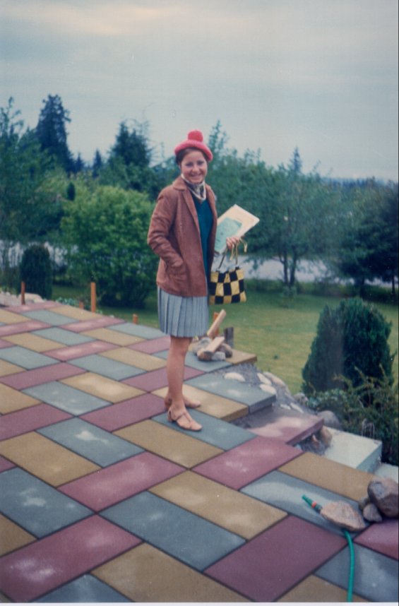 Unidentified woman on a patio