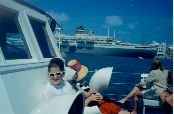 Harold L. Lake's daughter on a boat in St. George, Bermuda