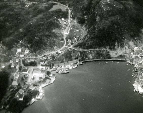 Aerial view of Gaultois, south coast of Newfoundland