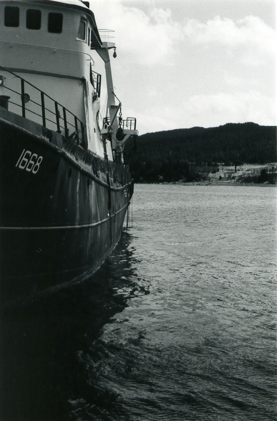 Damaged stern trawler 