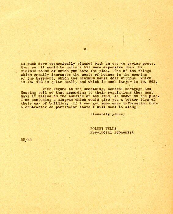 Robert Wells Response to Leander Perry Letter, 1958 Page 2