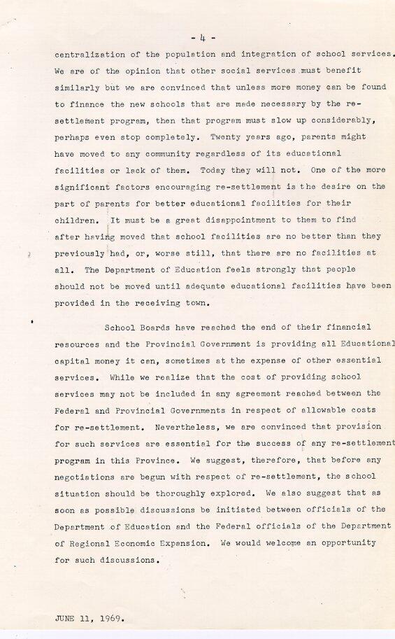 The Effects of Resettlement on Education, 1969 Page 4