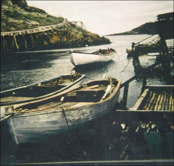 Alfred Melvin's skiff and punt and Willie and Mattie Melvin's punt at La Manche